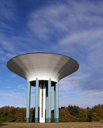 A funnel shaped water tower in Swedenの写真素材