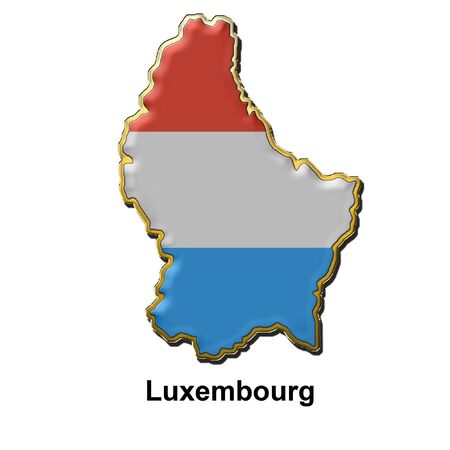 map shaped flag of Luxembourg in the style of a metal pin badgeの写真素材