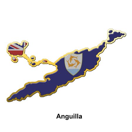 map shaped flag of Anguilla in the style of a metal pin badgeの写真素材