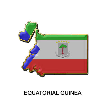 map shaped flag of Equatorial Guinea in the style of a metal pin badgeの写真素材