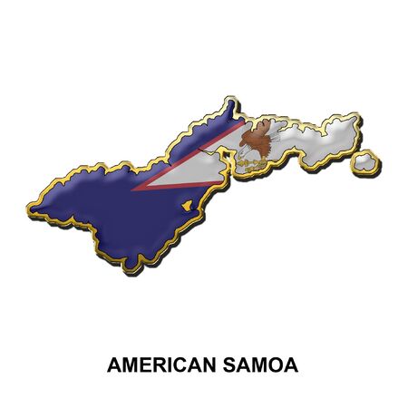 map shaped flag of American Samoa in the style of a metal pin badgeの写真素材