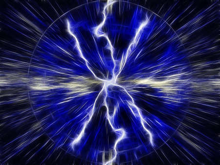 an abstract fractal backround of a blue explosionの写真素材