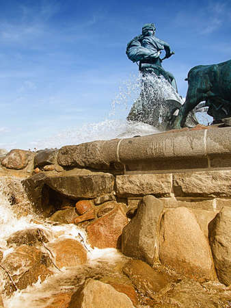 Portrait image of the gefion fountain situated in Copenhagen, Denmarkの写真素材