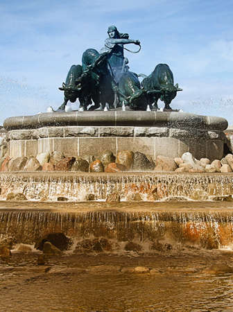 Portrait image of the gefion fountain situated in Copenhagen, Denmarkの写真素材