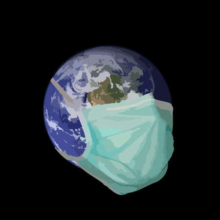 A graphic representation of the earth in the grip of a pandemic situation.の写真素材