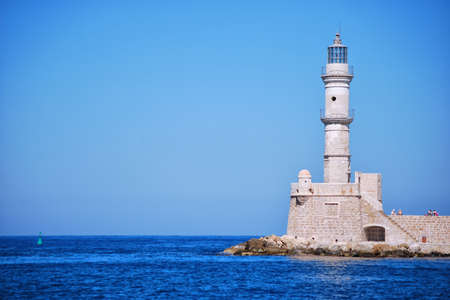 The old venetian lighthouse situated at Charnia on the greek island of crete.の写真素材