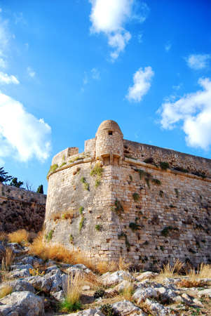 An image of the Palaiokastro venetian fort that's also known as the fortezza castle in the Greek town of Rethymnon on the island of crete.の写真素材