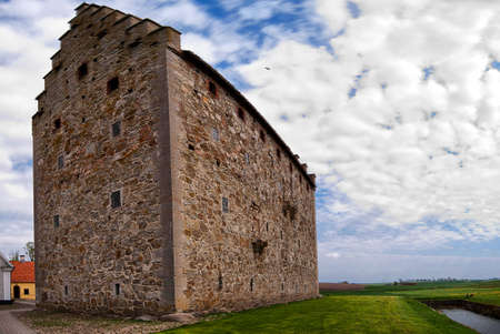 A panoramic image of the medieval glimmingehus castle in the skane region of Sweden.の写真素材