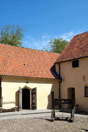 A medieval torture device situated on the grounds of glimmingehus castle in Sweden.の写真素材