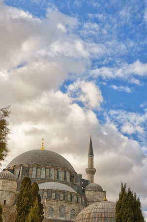 A view of the majestic Suleiman Mosque in Istanbul, Turkey.の写真素材