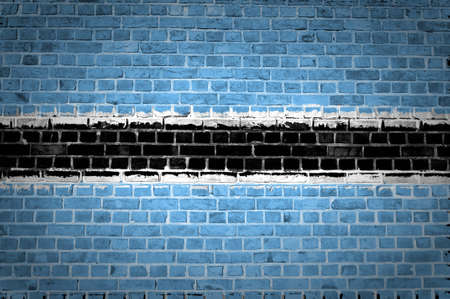 An image of the Botswana flag painted on a brick wall in an urban locationの写真素材