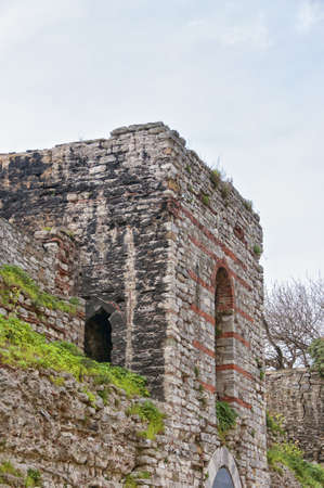 Istanbul's famous old city wall that protected the city throughout medieval times.の写真素材