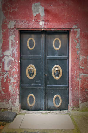 Old ornate wooden doors at a mosque in istanbul, Turkey.の写真素材