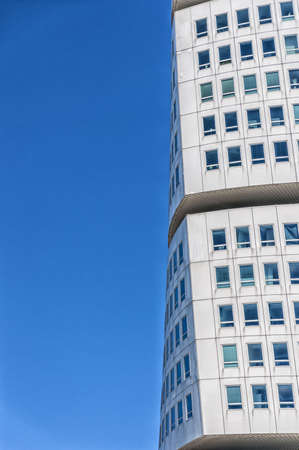 The modern Turning Torso skyscraper situated in the Swedish city of Malmo.