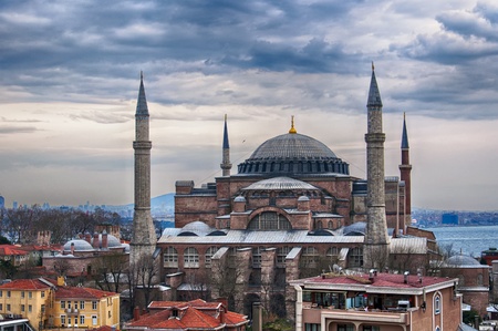 An image of the impressive hagia sophia mosque situated in the turkish city of istanbul.のeditorial素材
