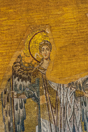 ISTANBUL, TURKEY - APRIL 10: Hagia Sophia - ancient basilica on April 10, 2011 in Istanbul, Turkey. For almost 500 years the principal mosque, Hagia Sophia served as a model for many other mosques.のeditorial素材