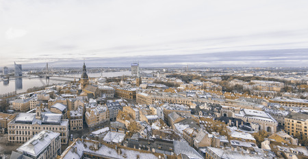 RIGA, LATVIA - OCTOBER 27, 2012: Aerial view of Riga from St. Peter church on October 27, 2012 in Riga, Latvia. のeditorial素材