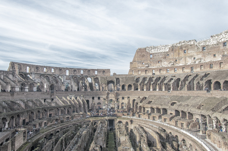 A view of the impressive ancient roman colosseum situated in the Italien capital of Rome.の写真素材