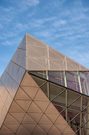 A close up view of the detail on a modern building.