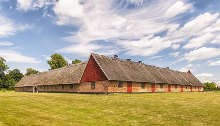 An image of the medieval buildings of Borgeby slott and Borjes torn in the Skane region of Sweden.のeditorial素材