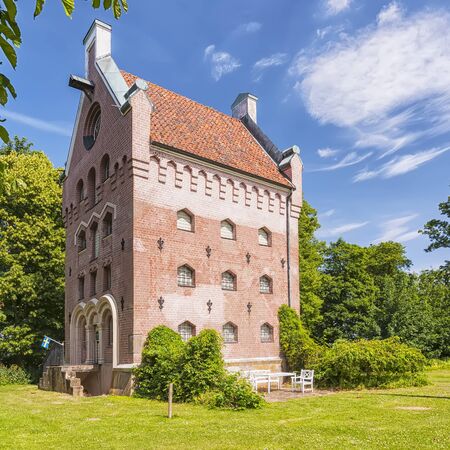 An image of the medieval buildings of Borgeby slott and Borjes torn in the Skane region of Sweden.のeditorial素材