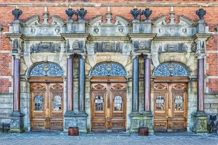 Grand entrance to the train station in Helsingor, Denmark.のeditorial素材