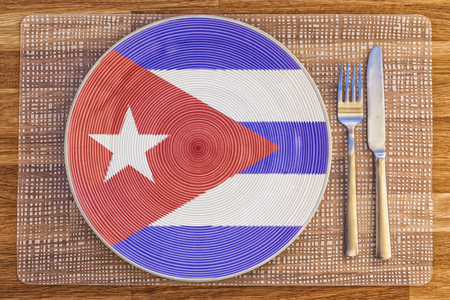 Dinner plate with the flag of Cuba on it for your international food and drink concepts.の写真素材