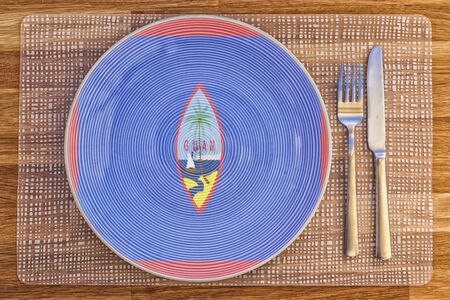 Dinner plate with the flag of Guam on it for your international food and drink concepts.