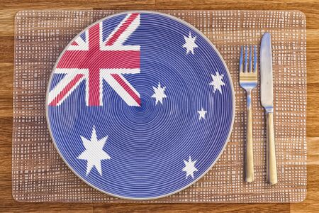 Dinner plate with the flag of Australia on it for your international food and drink concepts.の写真素材