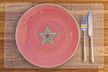 Dinner plate with the flag of Morocco on it for your international food and drink concepts.