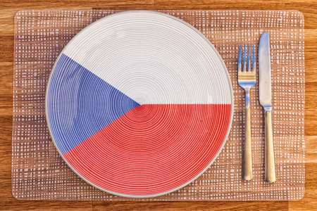 Dinner plate with the flag of Czech Republic on it for your international food and drink concepts.の写真素材