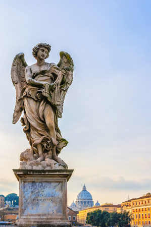 An angel statue close to the Castel Sant Angelo situated in the Italien capital of Rome.の写真素材