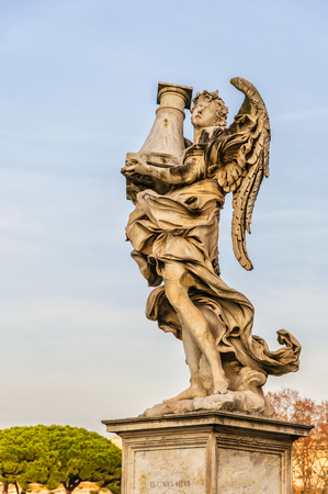 An angel statue close to the Castel Sant Angelo situated in the Italien capital of Rome.の写真素材