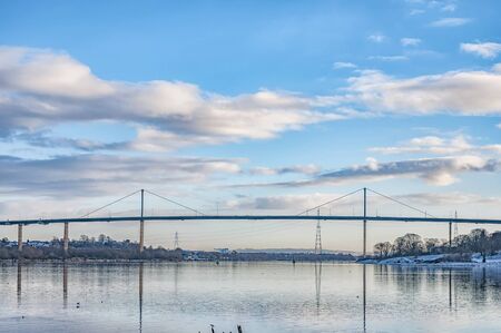 Erskine bridge spanning the river clyde in Scotlandの写真素材