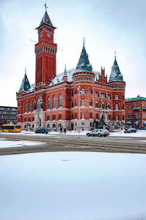 HELSINGBORG, SWEDEN - January 14: A view of the swedish city of Helsingborg during some wintry weather conditions.のeditorial素材