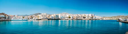 AGIOS NIKOLAOS, CRETE, GREECE - MAY 6, 2015: Seaside resort town of Agios Nikolaos located on the...