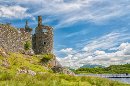 Kilchurn Castle, a ruined 15th century structure on the banks of Loch Awe, in Argyll and Bute.の写真素材
