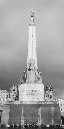 The freedom monument in the capital city of Riga in Latvia.のeditorial素材