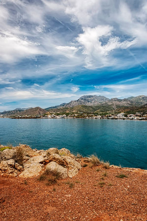 A view of Makrygialos village on the Greek island of Crete.の写真素材