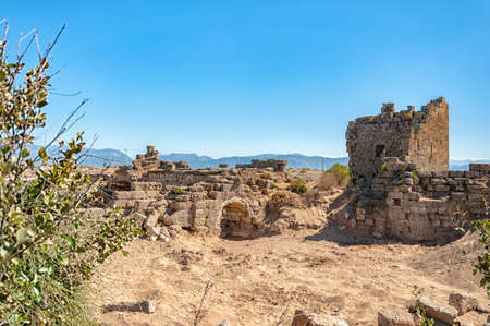 An image of the ancient roman ruins of the east necropolis situated in the Turkish town of Side.の写真素材