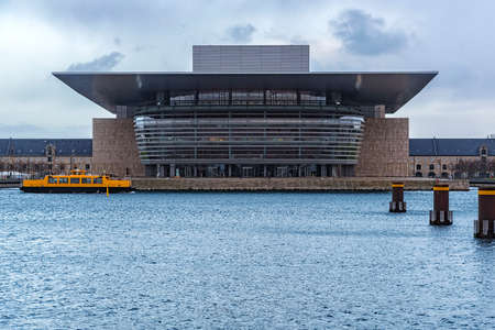 View from across the river of Copenhagen Opera House in Denmark