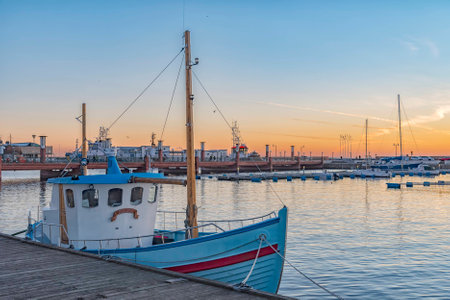 HELSINGBORG, SWEDEN - FEBRUARY 16, 2016: The sun sets at the norra hamnen Marina at Helsingborg in Sweden.のeditorial素材