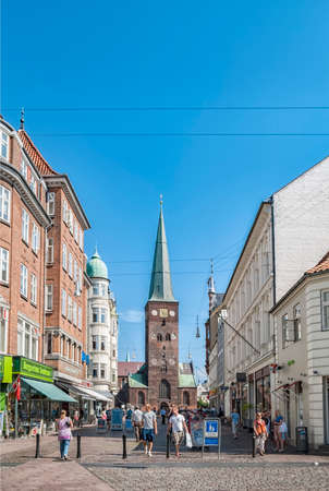 AARHUS, DENMARK - AUGUST 07, 2009: Street scene from the Danish city of Aarhus.のeditorial素材