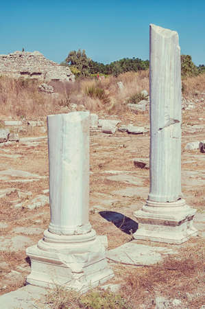 Ancient columnated street ruins from the Turkish town of Side.