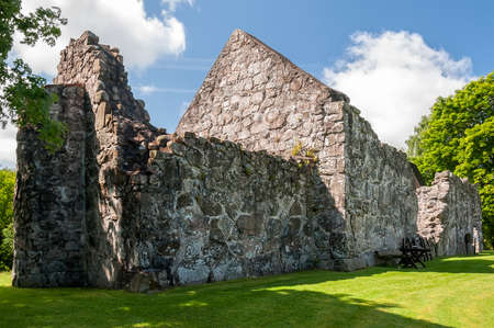 The ruins of the first Rya church. It was completed in the late 1100s. It might by built by monks from the Herrevad Abbey.の写真素材