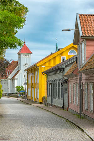 Street scene from the Swedish town of Kungalv.の写真素材