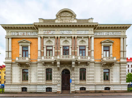 The front facade of one of the many beautiful old historic buildings that Gothenburg in Sweden has...