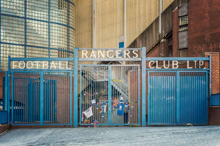 GLASGOW, SCOTLAND - JANUARY 17, 2018: A view of the world famous Ibrox stadium which is home to Rangers football club.のeditorial素材