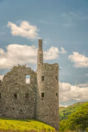 Kilchurn Castle, a ruined 15th century structure on the banks of Loch Awe, in Argyll and Bute, Scotland on July 08, 2013.のeditorial素材