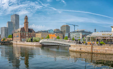 MALMO, SWEDEN - MAY 18, 2018: Cityscape of old and new architecture in Malmo, Sweden. After...